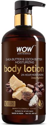 WOW SKIN SCIENCE Shea Butter and Cocoa Butter Moisturizing Body Lotion, Deep Hydration, 400ml  (400 ml)