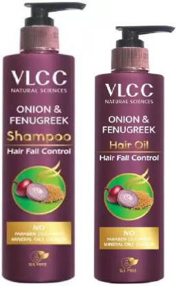 VLCC Natural Sciences Onion & Fenugreek Hair Fall Control Shampoo & Hair  Oil ( 300ml + 200ml) Price in India - Buy VLCC Natural Sciences Onion & Fenugreek  Hair Fall Control Shampoo