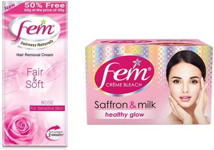 Fem hair removal cream rose for sensetive skin 60g and saffron and milk creme bleach 64g Price in India - Buy Fem hair removal cream rose for sensetive skin 60g and saffron Fem hair removal cream rose for sensetive skin 60g and saffron and milk creme bleach 64g Price in India - Buy Fem hair removal cream rose for sensetive skin 60g and saffron