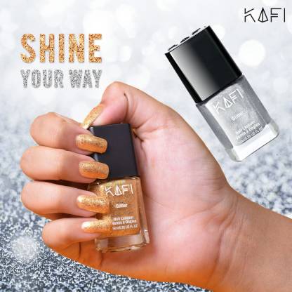 KAFI Glitter Nail Polish - Long lasting, Non Toxic, High Shine, Vegan, 10  Free Formula, Salon Pro - Silver, Gold - Price in India, Buy KAFI Glitter Nail  Polish - Long lasting,
