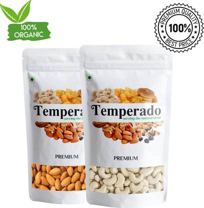 Temperado (500gm) Dry Fruits Combo Pack | Premium American Almond (250gm) & Cashew Nuts (250gm). Cashews, Almonds  (2 x 250 g)