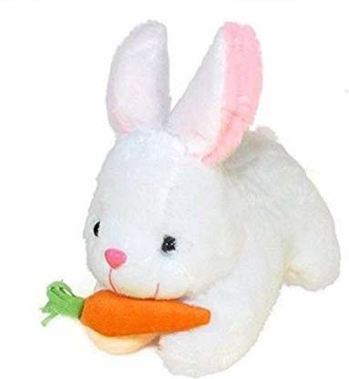 Crispy toys White Rabbit With Carrot for kids playing Stuffed Soft Plush Toy 26 Cm  - 26 cm