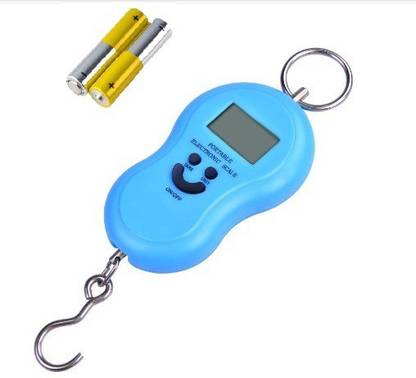 Qozent Hanging Scale Digital Hand Scaller Luggage Scales up to 50 kg With Strap Weighing Scale (Sky Blue)Smiely - with Batteries Weighing Scale
