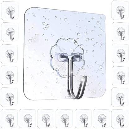 Adhesive Hooks 12 Packs 33lb/15kg Max Weight Wall Hooks Strong Adhesive Hooks Seamless Sticky Hook for Bathroom Kitchen Wall Towel Hooks & Ceiling Hanger 