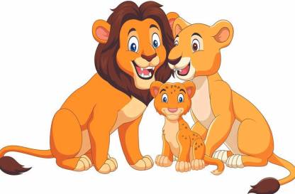 Cartoon Animal Poster|Lion Family|Poster For Living Area/Kids  RoomKindergarten|Decorative Wall Poster|Interior Décor Item|Wall  Poster|High Resolution 300 GSM Poster Paper Print - Animation & Cartoons  posters in India - Buy art, film, design, movie,