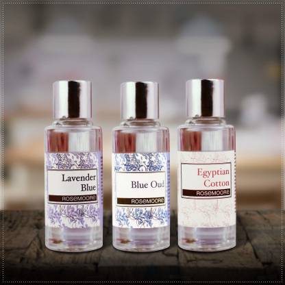 ROSeMOORe Aroma Diffuser Oil/Scented oil/Fragrance oil (Pack of 3, Blue Oud | Egyptian Cotton | Lavender Blue- 15ml each) Aroma Oil