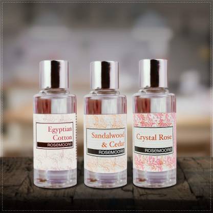 ROSeMOORe Aroma Diffuser Oil/Scented oil/Fragrance oil (Pack of 3, Sandalwood & Cedar | Crystal Rose | Egyptian Cotton - 15ml each) Aroma Oil