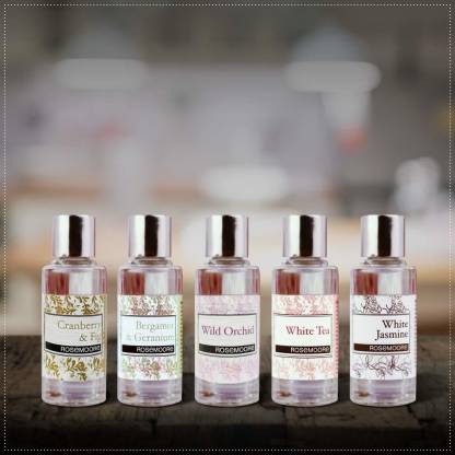 ROSeMOORe Aroma Diffuser Oil/Scented oil/Fragrance oil (Pack of 5, Cranberry & Fig | White Jasmine | White Tea | Bergamot & Geranium | Wild Orchid - 15ml each) Aroma Oil