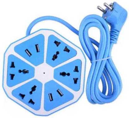 BUY SURETY Top Selling Hexagon Socket Extension board with 4 Usb And 4 Socket Mobile Charging USB Power Hub, Charging Station for Home and Office 10 A Three Pin Socket