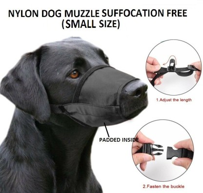 Nylon Soft Dog Muzzle for Large Dogs Dog Muzzle No Bark Muzzle for Medium Dog Reflective Large Dog Muzzle with Adjustable Buckle Breathable Mesh Dog Muzzle for Barking Biting and Chewing 