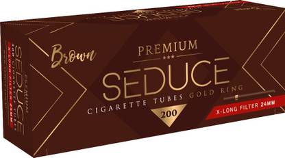 ROYAL SWAG Seduce Premium - King Size Full 24 mm Filter Cigarette Tubes  BROWN Gold Ring (15% Longer Tube Than Others Brands)- 200 Tubes Per Box ...