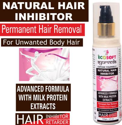 ECOSOFT AYURVEDA Natural & Permanent-Hair Inhibitor/Retarder Cream Lotion for Reduction of Unwanted Body and ECOSOFT AYURVEDA Natural & Permanent-Hair Inhibitor/Retarder Cream Lotion for Reduction of Unwanted Body and