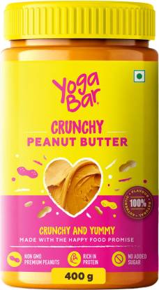 Yogabar Crunchy Peanut Butter 400g | Sweet, Salty and Crunchy | Non GMO Peanut Butter| Rich in Protein – 400g 400 g