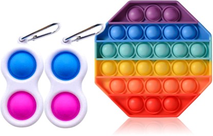 Push Pop Bubble It Silicone Sensory Fidget Keychain Toy Autism Stress Relief Toy 