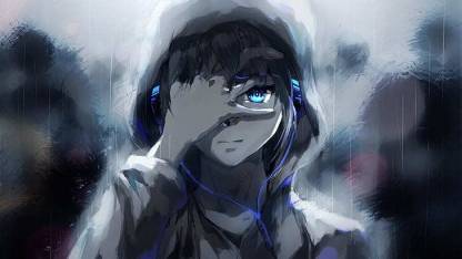 Anime Boy Hoodie Blue Eyes Headphones Matte Finish Poster Paper Print -  Animation & Cartoons posters in India - Buy art, film, design, movie,  music, nature and educational paintings/wallpapers at 