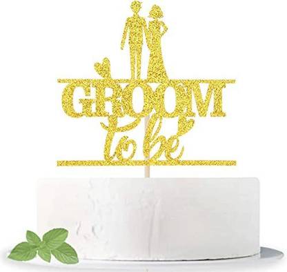 Zyozi Gold Glitter Groom To Be Cake Topper For Mr And Mrs Wedding Shower Engagement Bachelorette Hen Party Cake Topper Price In India Buy Zyozi Gold Glitter Groom To Be Cake Topper For Mr And