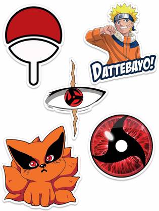 comicsense uchiha dattebayo kakashi eye ninetail itachi sharingan naruto anime vinyl laptop multipurpose stickers combo set of 5 matte finish laminated medium vinyl sticker price in