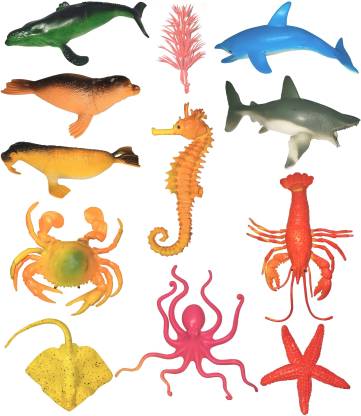 KIDS EARTH Super Set of Waterworld 12 Pieces of Water Animals which  Contains 11 Water Animals and 2 Water Plants Best Gift for Kids and for  Fish Tank Decoration - Super Set
