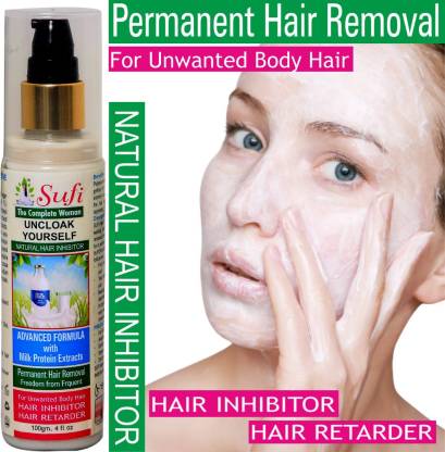 sufi Natural & Permanent -Hair Inhibitor Cream Lotion for Reduction of  Unwanted Body and Facial Hair in Men and Women. Stop Hair Growth Inhibitor/Retarder.  Advance Formula with MILK PROTIEN EXTRACT'S. Cream -