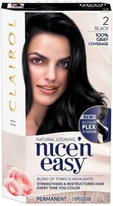 Clairol Nice'n Easy Permanent Hair Color 2 Black 1 Kit , 2 Black - Price in  India, Buy Clairol Nice'n Easy Permanent Hair Color 2 Black 1 Kit , 2 Black  Online