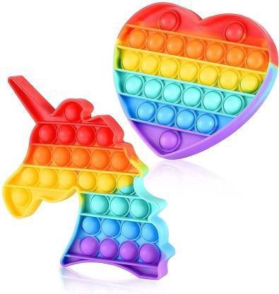 Rainbow Push Bubble Fidget Toy Stress Relief Special Needs Autism Sensory Popit 