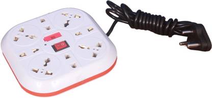 KL-TECH 8+1 White Extension Board 8 Socket Extension Boards with 2.5 Meter Wire Length 6 amp (White) 6 A Three Pin Socket at Rs. 208