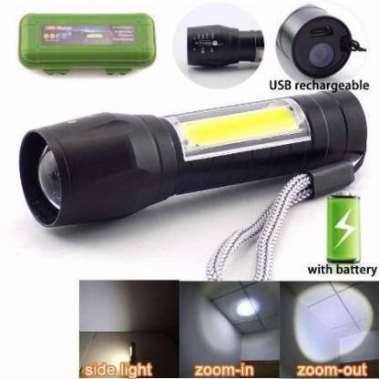 50000LM XPE+COB LED Flashlight Rechargeable 3 Modes Zoom Torch Built-in Battery 