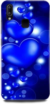 DIKRO Back Cover for Vivo Y91, 1811, HEARTS, BLUE, HEART, STAR, LOVE