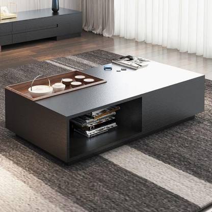 Ng Decor Rectangular Coffee Table With Drawer And Removable Tray Top In Black Walnut Engineered Wood India Ng Decor Rectangular Coffee Table With, Black Rectangle Tray Coffee Table