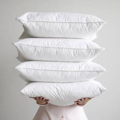 DYNWELL SOFT COTTON WHITE PILLOW Microfibre Solid Sleeping Pillow Pack of 4  (White)