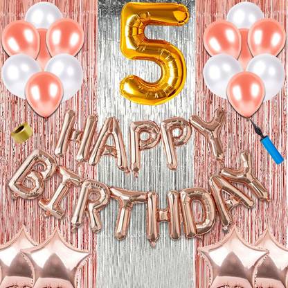Shopperskart Presents 5th Fifth Happy Birthday Combo Kit Pack Kit Material For Party Decorations Pack Of 73 Rose Gold Price In India Buy Shopperskart Presents 5th Fifth Happy Birthday Combo Kit Pack Kit Material For Party Decorations