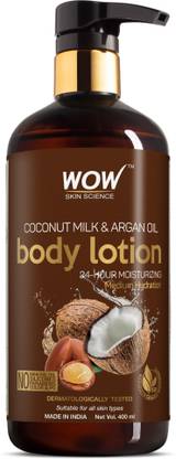 WOW SKIN SCIENCE Coconut Milk and Argan Oil Body Lotion, Medium Hydration – 400 ml  (400 ml)