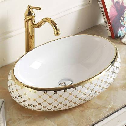 Inart Table Top Premium Designer Ceramic Wash Basin Vessel Sink For Bathroom 23 X 15 5 Inch Counter In India - Bathroom Vessel Sink Wash Tub Inart Table Top Premium Designer Ceramic Wash Basin Vessel Sink For Bathroom 23 X 15 5 Inch Counter In India - Bathroom Vessel Sink Wash Tub