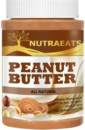 NutraEats Nutrition 100% All Natural Peanut Butter (Crunchy), 907g (Unsweetened, Non-GMO, Gluten Free, Vegan) Premium(46) 500 g