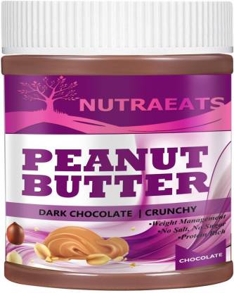 NutraEats Nutrition Crunchy Peanut Butter | Dark Chocolate Peanut Butter with High Protein & Anti-Oxidants Pro(86) 475 g