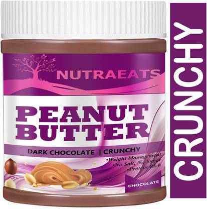NutraEats Nutrition Crunchy Peanut Butter | Dark Chocolate Peanut Butter with High Protein & Anti-Oxidants Premium(98) 450 g
