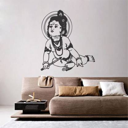 Decoration Designs 58 cm Wall Sticker lord krishna black wallpaper  Door,Window, Design Decal Standar(Cover Area:-58x66cm) Self Adhesive  Sticker Price in India - Buy Decoration Designs 58 cm Wall Sticker lord  krishna black