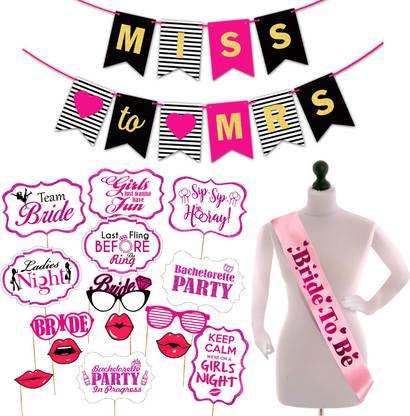 Zyozi Bachelorette Party Decorations Kit Ultimate Bridal Shower Supplies Pack 17 Piece Bride To Be Package Banner Photo Booth Props And Bride To Be Sash Price In India Buy Zyozi Bachelorette