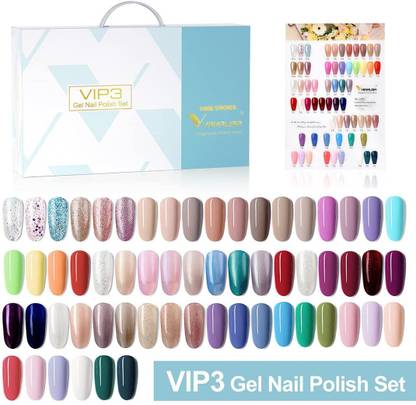 THR3E STROKES Set 65 PCS Spring Summer Gel Nail Polish Kit with Color Card,Base Matte THR3E STROKES Set 65 PCS Spring Summer Gel Nail Polish Kit with Color Card,Base Matte