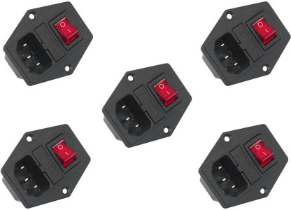 URBEST Male Power Socket 10A 250V Inlet Module Plug 5A Fuse Switch with 7Pcs Female 16-14 AWG Wiring Spade Crimp Terminals 