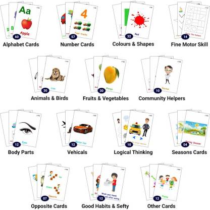 kidsactivitycards 302 Activity Flash Cards (Total 604 Learning Activities -  Alphabet, Numbers, Animals & Birds, Shapes, Colours, Body Parts, & Many  More.) Flash Cards For Kids - 302 Activity Flash Cards (Total