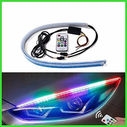 24Inch Multi Color Sequential RGB Neon Light LED Flexible Strip Colorful Night Performance Replacement Kit-Car Headlight Decorative Atmosphere Lamp AOTOINK RGB LED Strip 