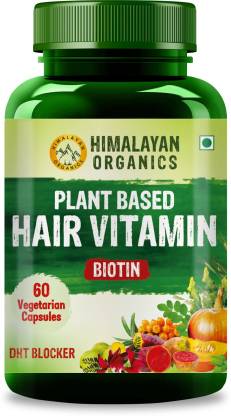 Himalayan Organics Plant Based Hair Vitamin With Biotin DHT Blocker Supplement- 60 Veg Capsules