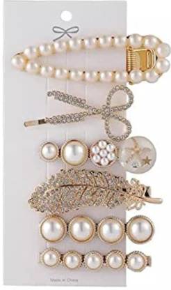 Bajirao Women white stone feather pearl hair clip Hair Clip Price in India  - Buy Bajirao Women white stone feather pearl hair clip Hair Clip online at  