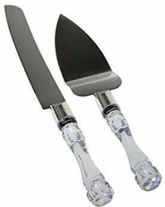FIREFLY HUB 114484 Stainless Steel Cake Knife and Server Set with Acrylic Handle Slicer Cutter Pizza Shovel Knife Pie Server Hand Tool with Cutting Knife Decorating Tools Set of 2 Multicolor Kitchen Tool Set
