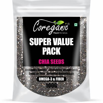 Coreganic Certified Raw Chia Seeds Super Value Pack for Weight Loss with Omega 3 , Zinc and Fiber, Calcium Rich Seeds Chia Seeds