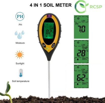 Indoor and Outdoor Beauty HAO 2021 Upgraded Soil pH Meter Soil Tester 4 in 1 Soil Test Kit pH Moisture Temperature Light Water Tester and Monitor Farm Y Lawn Testing Kits for Garden 