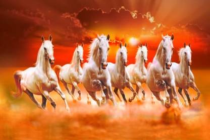 DelhiWallpapers 7 Horses Red Themed Sunrise Self Adhesive 3D Poster |  Wallpaper | Sticker (24*36 inches) | Wall Decoration For Living Room,  Hallways, Drawing Room And Bedroom Price in India - Buy