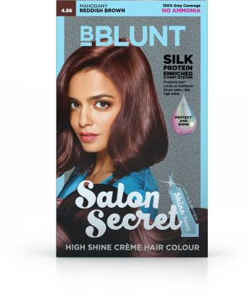 BBlunt Salon Secret High Shine Creme Hair Colour, 100g with Shine Tonic,  8ml , Reddish Brown  - Price in India, Buy BBlunt Salon Secret High  Shine Creme Hair Colour, 100g with