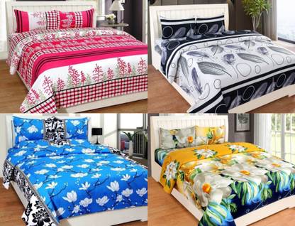 n g products 160 TC Polycotton Double Floral Flat Bedsheet